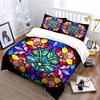 Colorful Floral Glass Art Set Soft Comfortable Duvet Cover Bedding Set Included 1*Duvet Cover & 2*Pillowcases, Gift