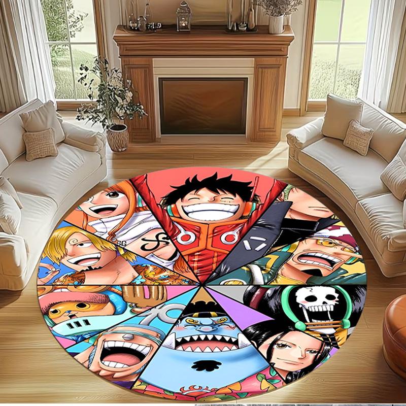 One Piece Print Round Rug, Washable Floor Carpet, For Entryway Dorm Laundry Room Office Study, Home Decor Birthday Christmas Gift