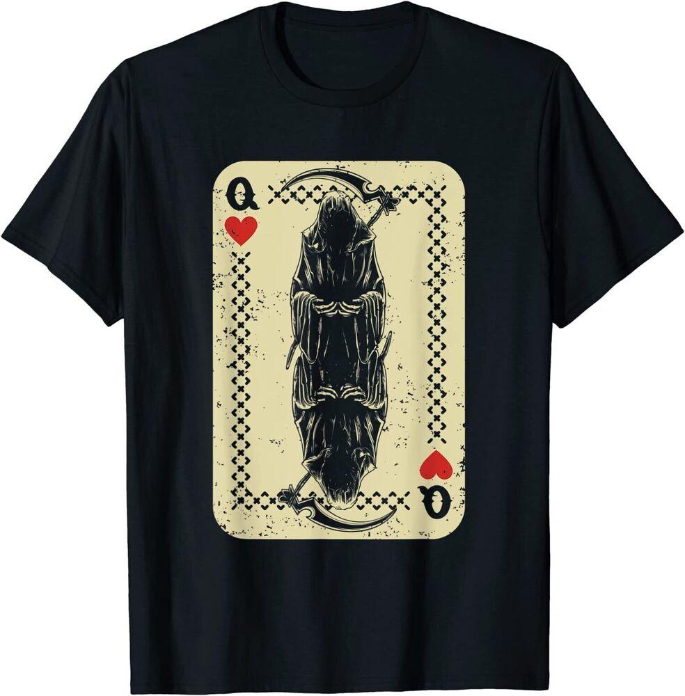 

NEW LIMITED Calavera Mexican Skeleton Poker Card Death Queen Tee Shirt S-5XL Unisex T-Shirt XXXXL