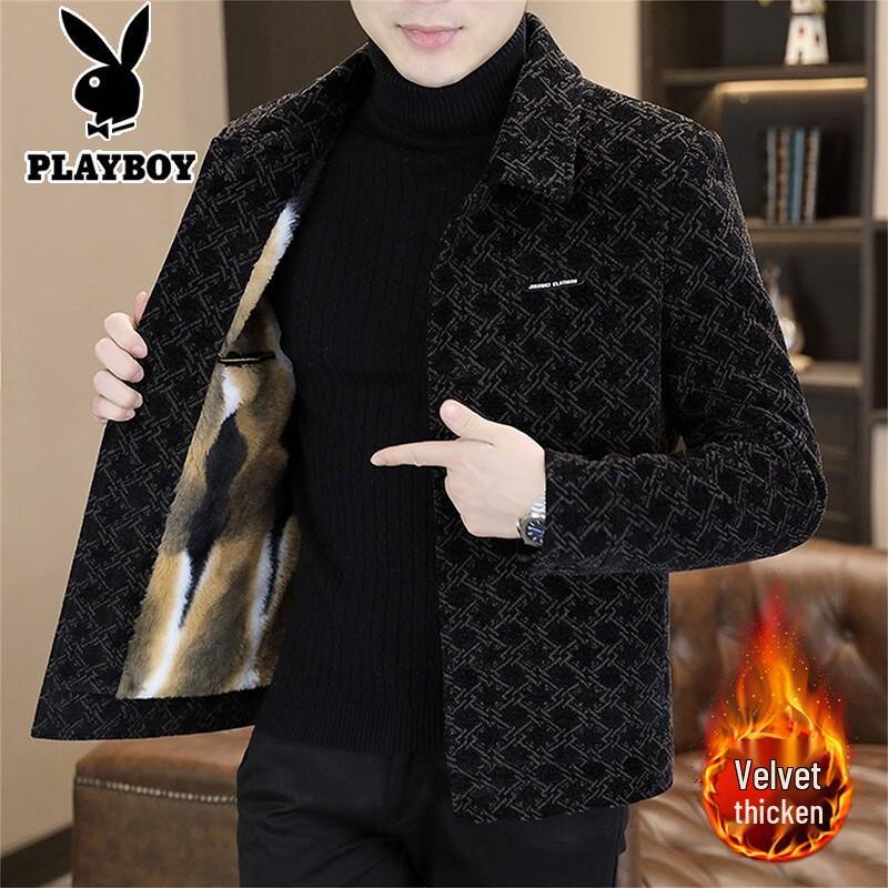 PLAYBOY Men s 2025 Autumn/Winter Thickened Wool Blend Short Jacket 3XL