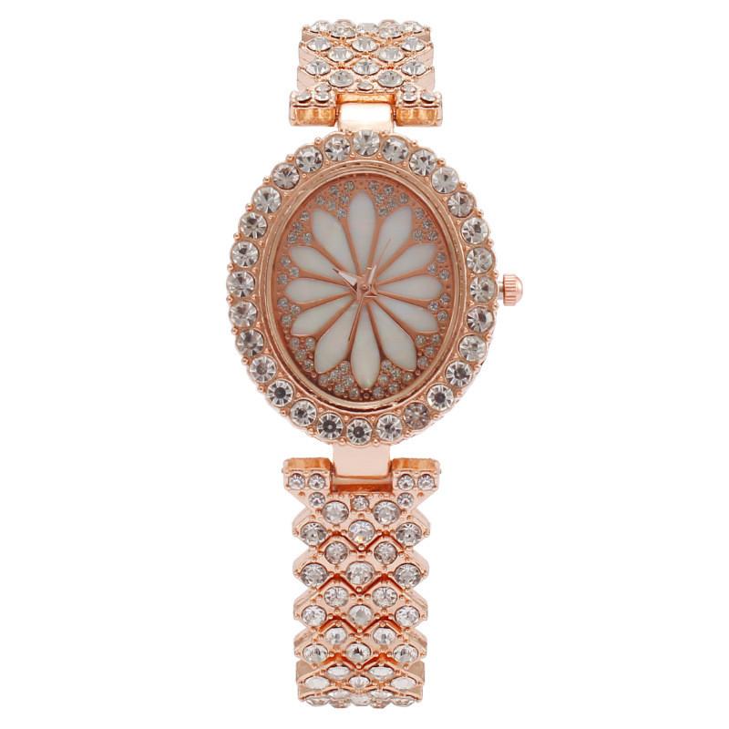 

Fashion Ladies Jewelry Watch With Flower Design And Rhinestone Decor For Evening Wear рожевий колір золота