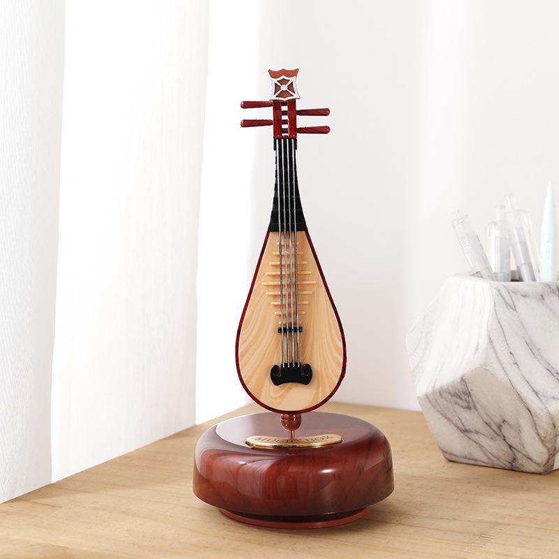 European Style Rotating Music Box: Guitar & Violin Ornament - Perfect Birthday or Couple Holiday Gift for the Living Room.
