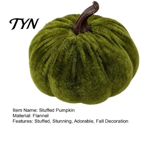 Velvet Stuffed Pumpkin Small Artificial Decoration, Fall Thanksgiving Soft Seasonal Floral Scene Accents Ornament, Autumn Harvest Tabletop Centerpiece