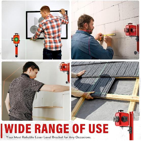 Laser Level Pole, Aluminum Alloy Laser Level Bracket, Adjustable Hanging Wall Laser Level Adapter, Decoration Ceiling Leveling Meter Wall Infrared