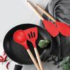 Non-Stick Silicone Cooking Utensils Set, 5 Pcs With Wooden Handle, Heat Resistant Silicone Kitchen Gadgets (Red, 5)