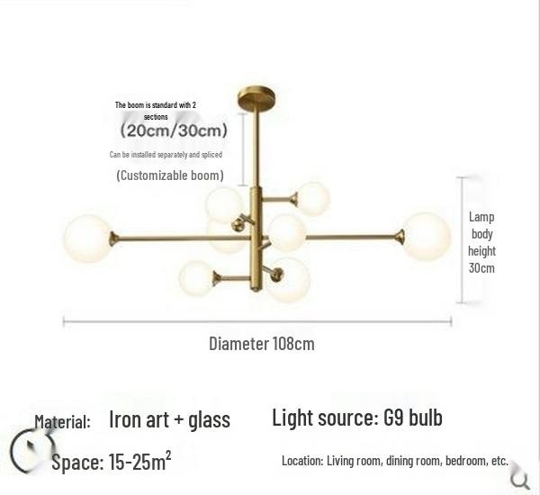 Nordic Luxury Golden Bubble Chandelier for Bedroom and Dining Room