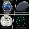 OLEVS Men's Blue Mechanical Watch, Automatic/Hand-Wound, Waterproof, Luminous, Date, Stainless Steel, Present