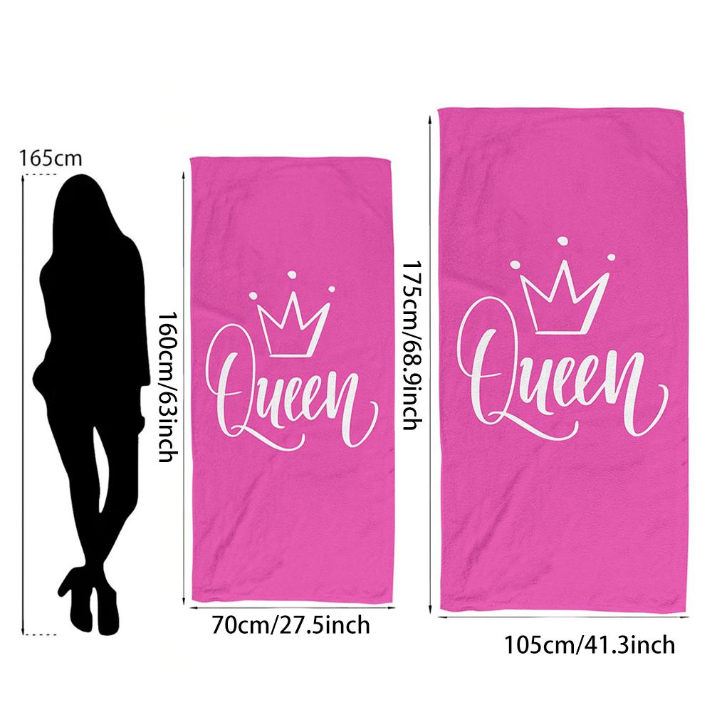 Pink Crown Queen Printed Beach Towel Microfiber Large Bath Towel - Super Absorbent, Soft, Extra Large, Weight Easy To Clean