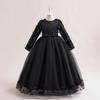 Langarm Blumen Brautjungfernkleid Kinder Weihnachts Kostüm Spitze Schleife Prinzessin Kinderkleider Für Mädchen Party Hochzeitskleid