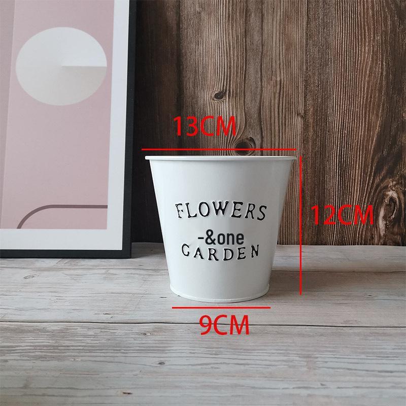 Tin Flower Pot with Hemp Rope Succulent Holder - European Pastoral Wrought Iron Bucket