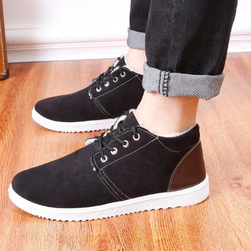Light Warm Cotton Shoes for Men Winter Shoe Suede Men Sneakers 2024 New Thicken Plush Comfort Lace-up Footwear Zapatos De Hombre