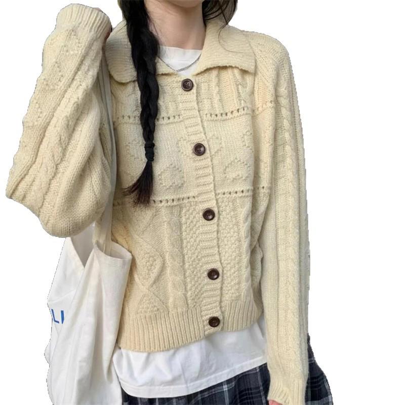 Women's Retro Loose Knit Wool Cardigan - Korean Autumn/Winter Style