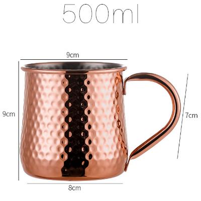 1PCS Cocktail Cup 550ml Hammered Copper Plated Moscow Mule Mug - Beer/Coffee Cup for Enhanced Flavor Experience Tazas Bar Tool