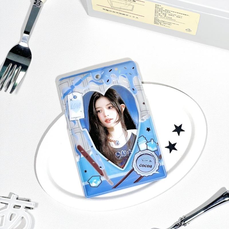 

Love Chocolate PVC Card Holder with Chain 3 Inch Kpop Photocard Sleeves Creative Photo Frame Protective Case Kawaii Gifts 2025