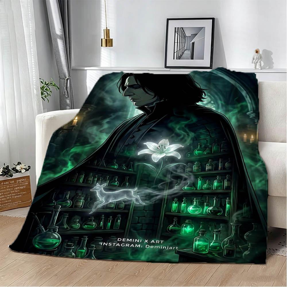 H-Harry Potters Cartoon Movie 3D Flannel Blanket Soft Throw Blanket Art for Home Decor Bedroom Bed Sofa Picnic Cover Kids Gift