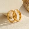 GEMCHIC Women's Geometric Woven Hoop Earrings, Gold Plated Stainless Steel Huggie Earrings for Women