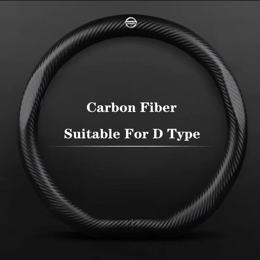 Car Steering Wheel Cover with Embossed Pattern and Carbon Fiber Texture for Nissan Rogue Murano Pathfinder Kicks Armada Patrol