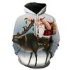 Mens 3D Christmas Print Hoodie Sweatshirt With Santa Reindeer Snowman Design Loose Fit Long Sleeve Pullover