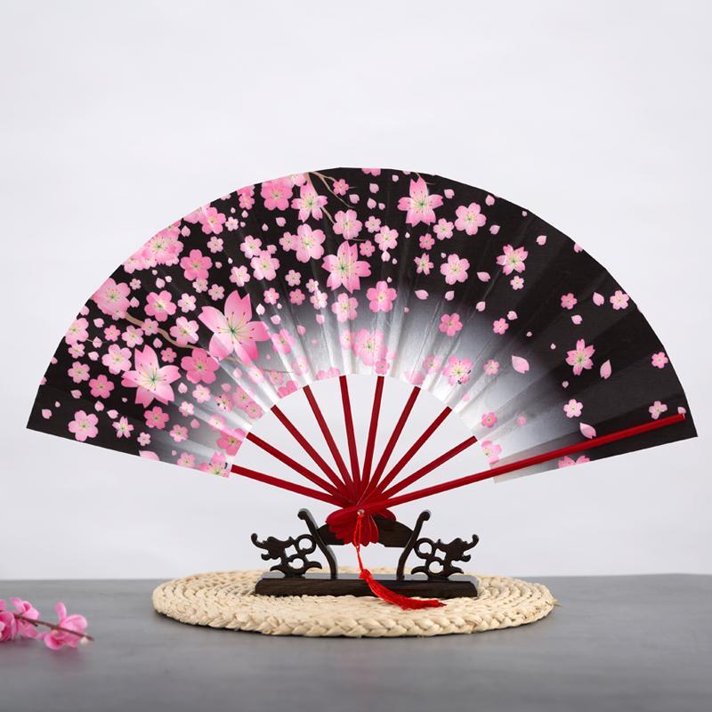 Ancient Chinese Style Golden Portable Folding Fan Bamboo Ribs Japanese Decor Stage Fan Girl Hanfu Dance Performance Hand Fan