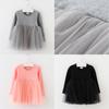 New Spring/Autumn Long Sleeve Cotton Princess Dress for Girls with Mesh and Puffy Design