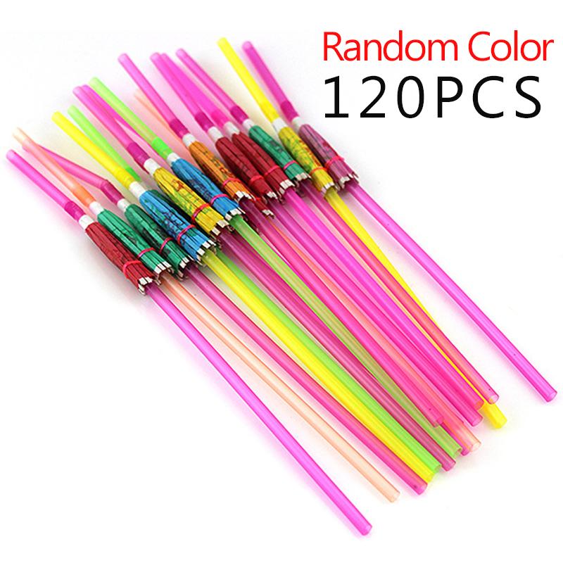 30-120PCS/Pack Creative Umbrella Decorative Straws Random Mix Color Disposable Beverage Cocktail Straw Festival Party Supply ZYF