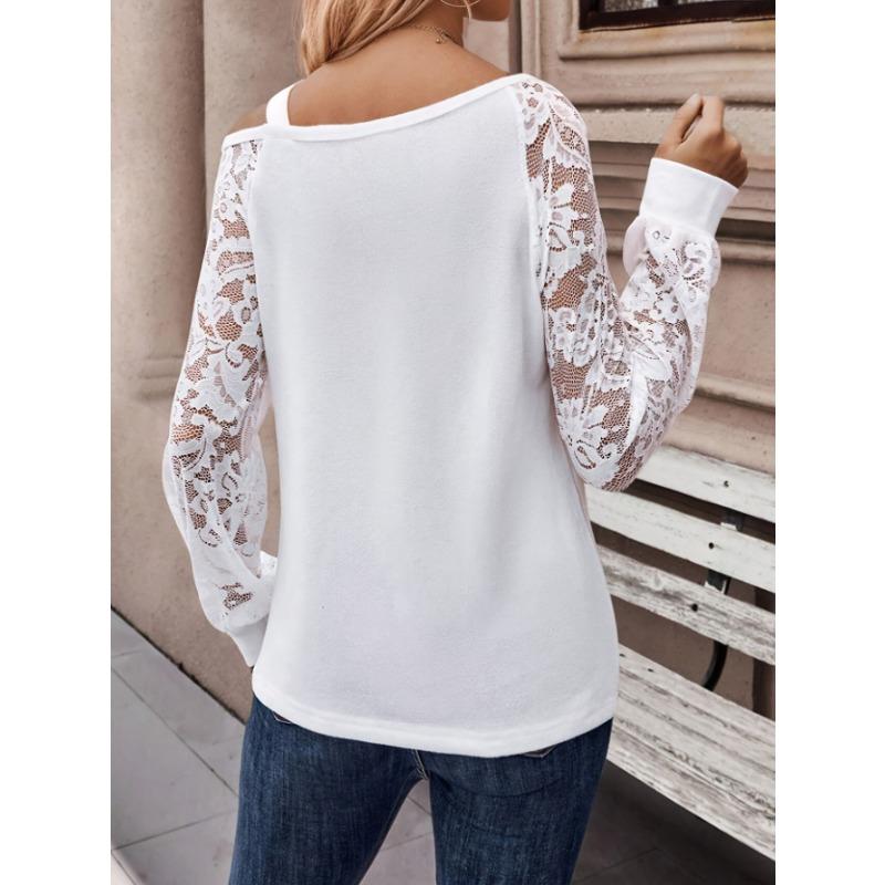 Women's Autumn/Winter Asymmetric Casual Lace Top