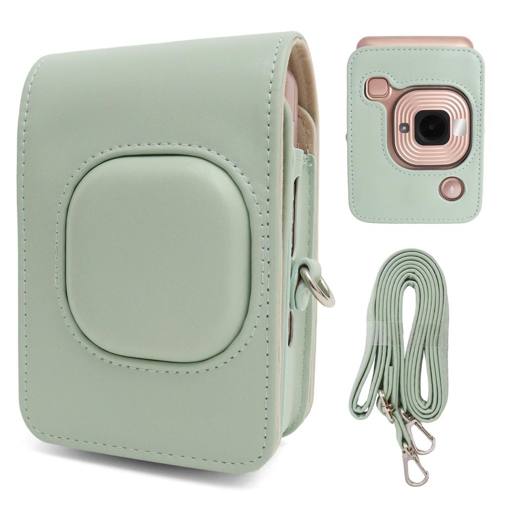 Rieibi PU Leder Schutzhülle für Instax Mini LiPlay Sofortbildkamera - Instax Mini Liplay Hülle mit verstellbarem Riemen