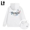 Izzue Unisex American Retro Letter Print Heavyweight Hooded Sweatshirt