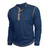 Men's Retro British Style Color Block Henley Long Sleeve Polo Shirt