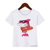 Cute Boys Girls Kawaii Sharking with Sharkdog Cartoon Print Children'S Tshirt Summer Baby Clothes White Short Sleeve Tops