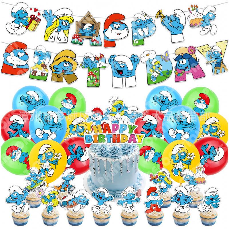 Smurfu dzimšanas dienas ballītes dekorāciju komplekts