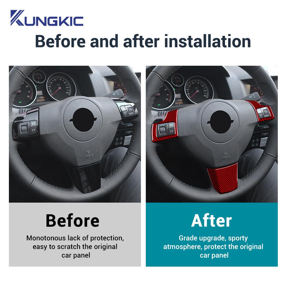 Real Soft Carbon Fiber Sticker For Vauxhall Opel Astra H MK5 2004 2005 2006 2007 2008 2009 2010 Car Steering Wheel Button Frame