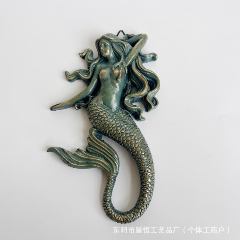 New Product Creative Nautical Bohemian Ocean Mermaid Art Statue Decorative Resin Wall Hanging, Pendant