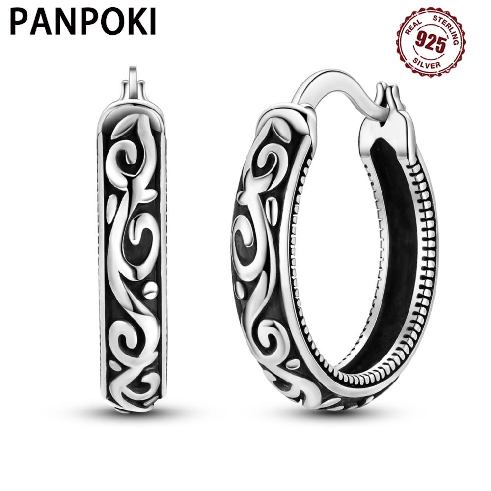 925 Silver Retro Grass Pattern Earrings Jewelry Versatile Hoop Earrings For Women Jewelry Birthday Party Fine Gifts