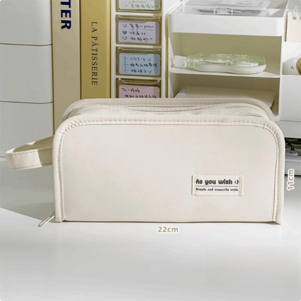 Large Capacity Pencil Case Solid Color Cosmetic Bag Durable Pen Bag Organizer  Boys Girls