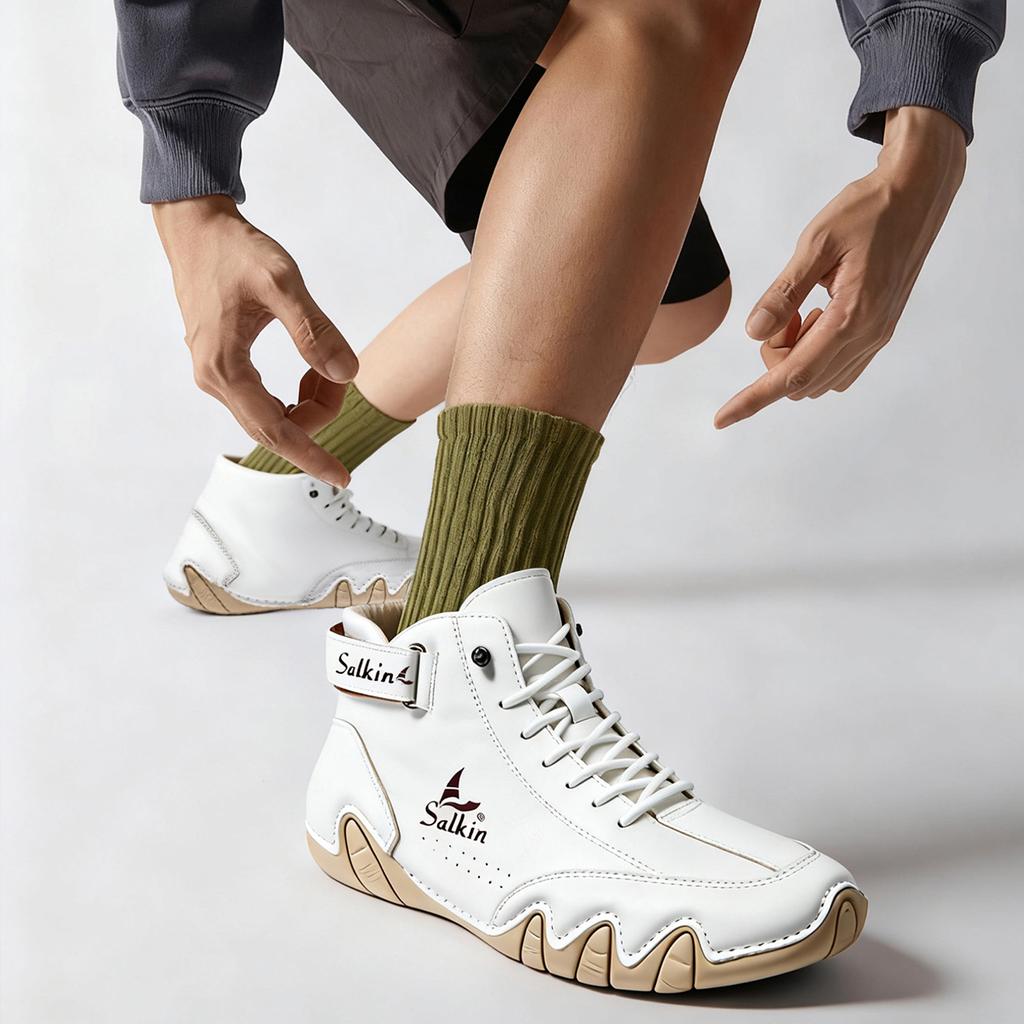 Handmade Outdoor Men Boots Men Casual Leather Shoes Autumn Retro Breathable Casual Men's Sneakers Fashi Lace Up Ankle Boots