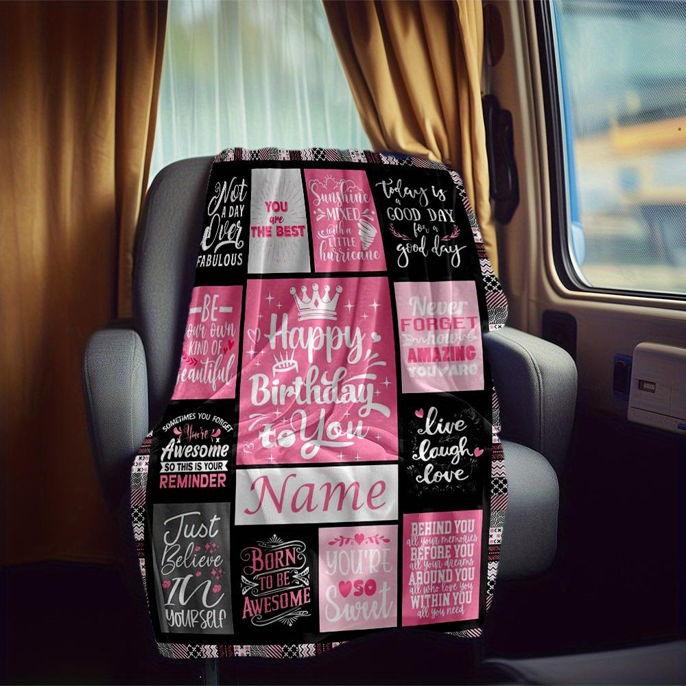 Birthday Customize Your Name Rv Blanket Soft Warm Lightweight Allseason Multipurpose Blanket For Travel Camping Picnic Sofa Bed Living Room Suitable