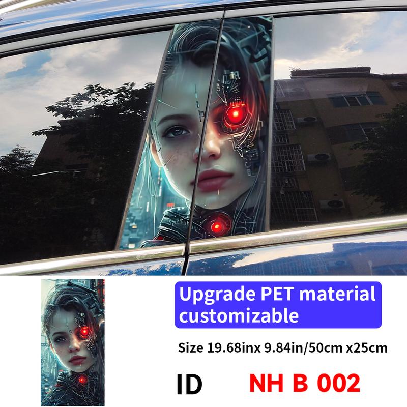 Cyberpunk Mädchen Autoaufkleber Lustig Auto B-Säule Wasserdichte Dekoration DIY Abdeckung Autotüren Säule Sonnenschutz Aufkleber Zubehör