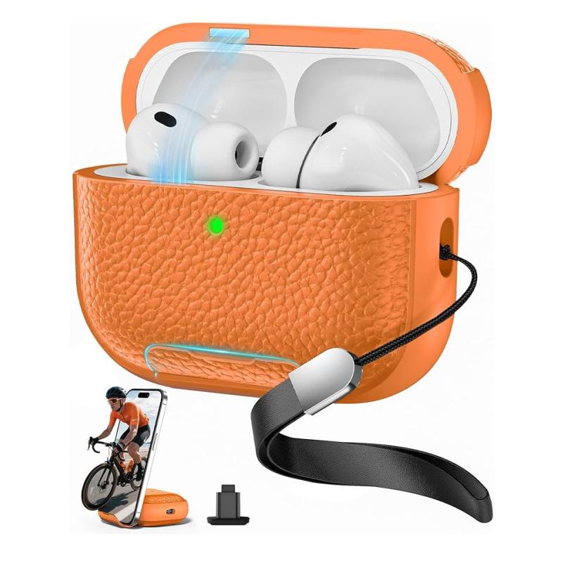 airpodsPro3 wireless bluetooth headset, headset protective cover, lychee pattern bracket, suitable for Apple 4th generation airpodsPRO