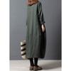 Primăvară Toamnă Literar Vintage Solid Larg Casual Robă Femei Mânecă Lungă Gât Rotund Bumbac Rochie Vestidos