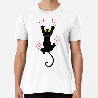 T-shirt Gatto Nero Che Si Aggrappa S-5XL Migliore T-shirt