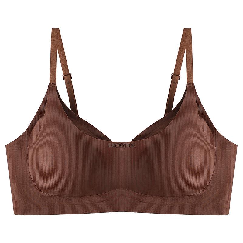 New small breasts show large, gathered and seamless wrapping, pull-up breathable underwear, comfortable and light steel-rimless bra