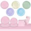 Birthday Party Tableware Set Pink Purple Disposable Paper Plates Napkins Cups Party Decor Wedding Baby Shower Party Supplies