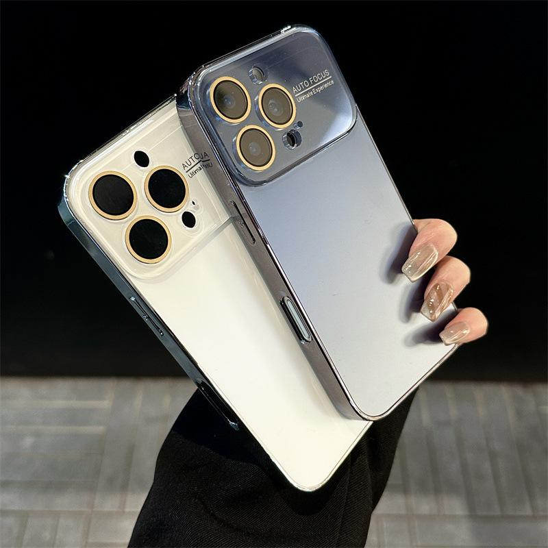 Galvanisiertes Handyhülle mit großem Sichtfenster für iPhone 17/16/15/14/Pro Max mit Kameraschutz