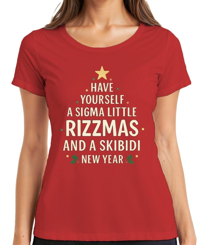 Have Yourself A Sigma Rizzmas Skibidi Funny Christmas New Year Ladies TShirt