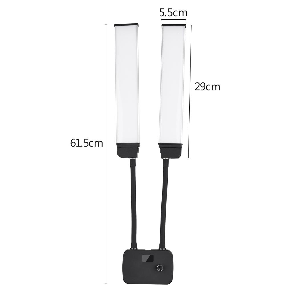 22in Double Arm Fill Light Dual Color Temperature LED Beauty Video Light with Phone Holder for Live Streaming Photography