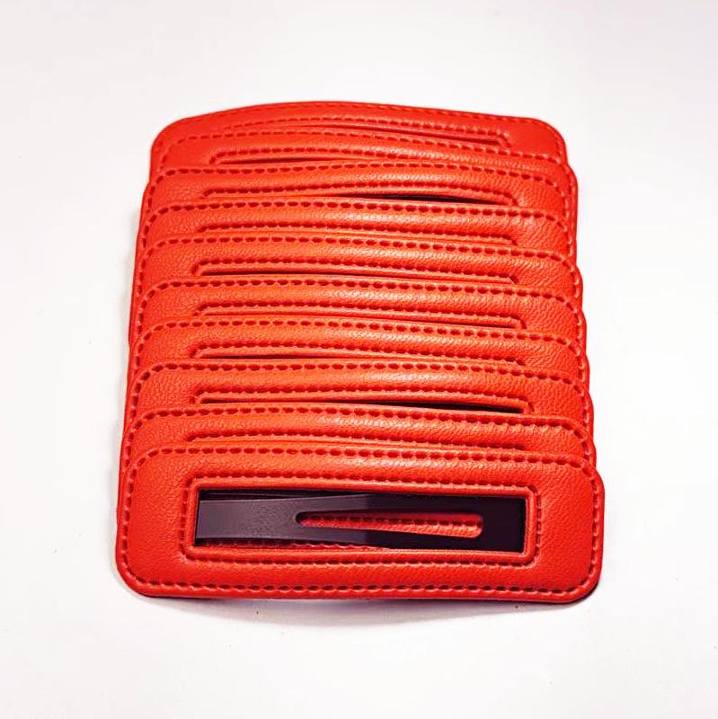 Square Leather Hairpin for Girls - Trendy Student Fashion Clip for Side Bangs and Back of Head