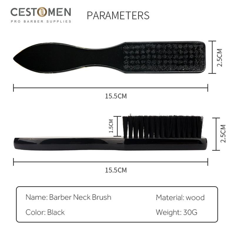 CESTOMEN Professioneller Friseur-Halskehrbürstenkamm aus massivem Holz mit Nylonborsten, Reinigungsbürste für Haarschnitte, Verblassen für Männer