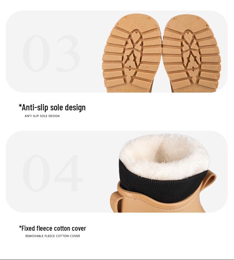 Modische Unisex Kurze Regenstiefel mit Samt, Rutschfestem, Wasserdichtem Design für Damen