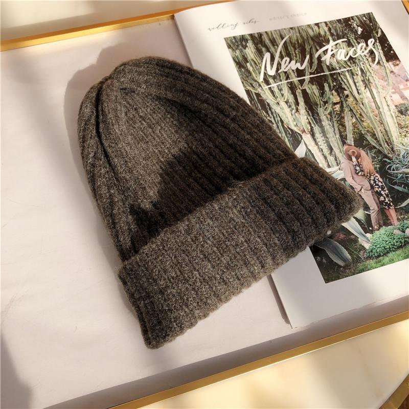 Hat Women's Autumn and Winter Versatile Solid Color Casual Student Knitted Wool Hat New Thermal Hat
